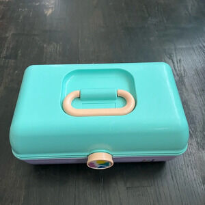 Vintage 90s Caboodle Teal Purple Make-Up Case 5626 With Mirror EUC